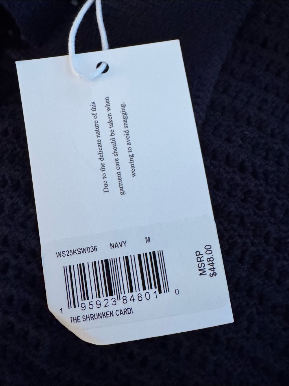 Frame The Shrunken Cardi / Navy Open-Knit Sweater - Picture 7 of 9